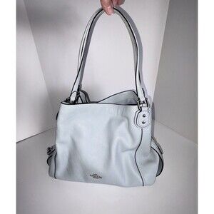 Coach Light Blue Edie Turnlock Shoulder Hobo Bag Purse Silver Hardware